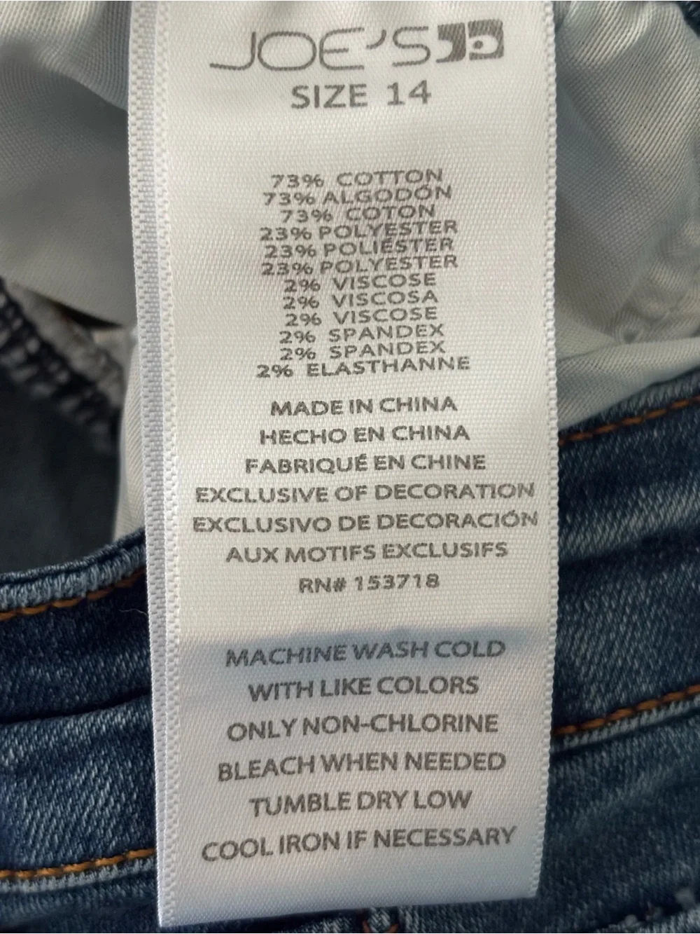 Joe's Jeans Girls Jeans, Straight, Distressed Hem, 14, Kids Blue Denim